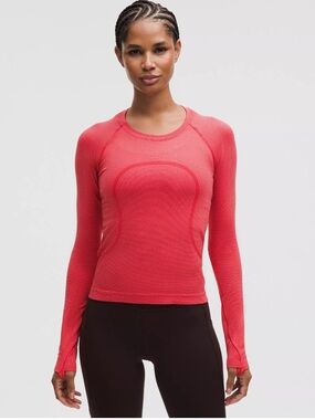 Lululemon swiftly tech Coral Pink Long Sleeve Athletic Top size 10